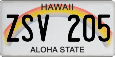 HI license plate ZSV205