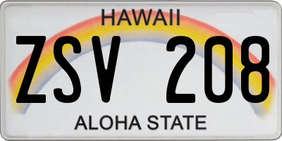 HI license plate ZSV208