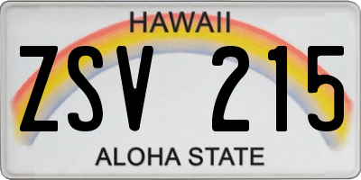 HI license plate ZSV215