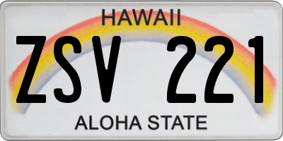 HI license plate ZSV221