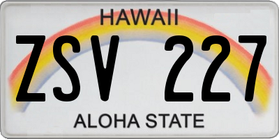 HI license plate ZSV227