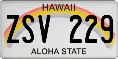 HI license plate ZSV229