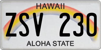 HI license plate ZSV230
