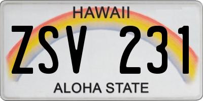 HI license plate ZSV231