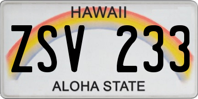 HI license plate ZSV233