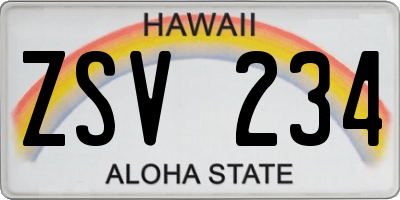 HI license plate ZSV234