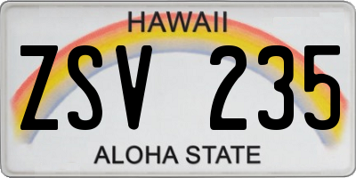 HI license plate ZSV235