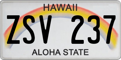 HI license plate ZSV237