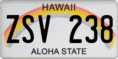 HI license plate ZSV238