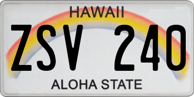 HI license plate ZSV240