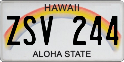 HI license plate ZSV244