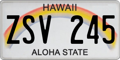 HI license plate ZSV245