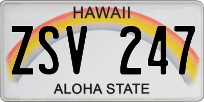 HI license plate ZSV247