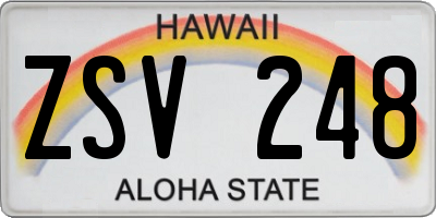 HI license plate ZSV248