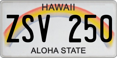 HI license plate ZSV250