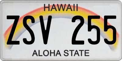 HI license plate ZSV255
