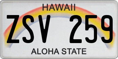 HI license plate ZSV259