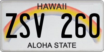 HI license plate ZSV260