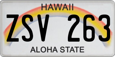 HI license plate ZSV263