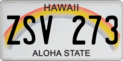 HI license plate ZSV273