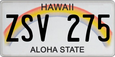 HI license plate ZSV275