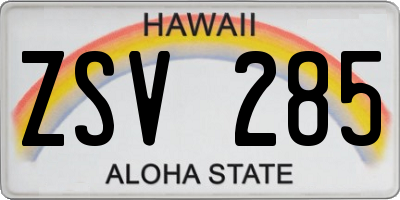 HI license plate ZSV285