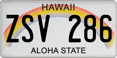 HI license plate ZSV286