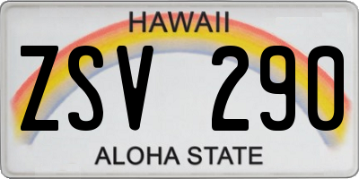 HI license plate ZSV290