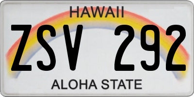 HI license plate ZSV292