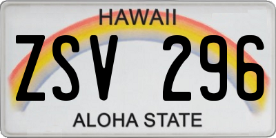 HI license plate ZSV296