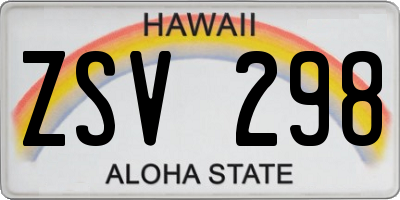 HI license plate ZSV298