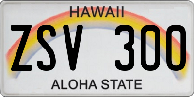 HI license plate ZSV300