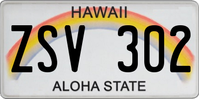 HI license plate ZSV302