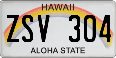 HI license plate ZSV304