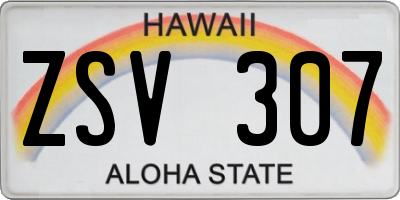HI license plate ZSV307