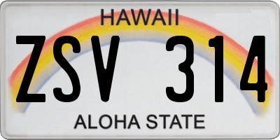 HI license plate ZSV314