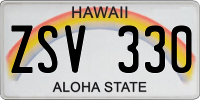 HI license plate ZSV330