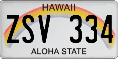 HI license plate ZSV334