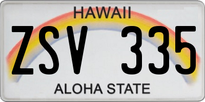HI license plate ZSV335