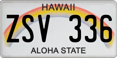 HI license plate ZSV336