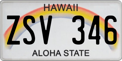 HI license plate ZSV346