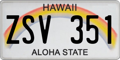 HI license plate ZSV351