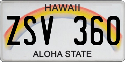 HI license plate ZSV360