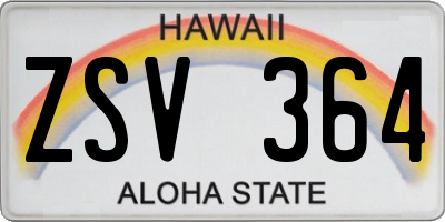 HI license plate ZSV364