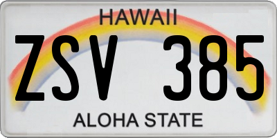 HI license plate ZSV385
