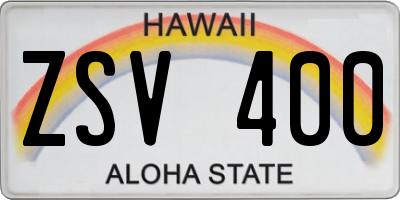 HI license plate ZSV400
