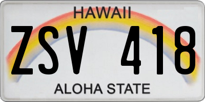 HI license plate ZSV418