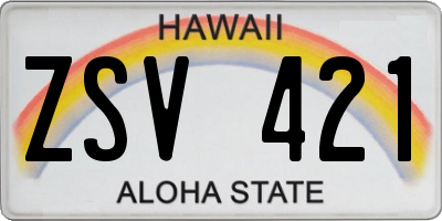 HI license plate ZSV421