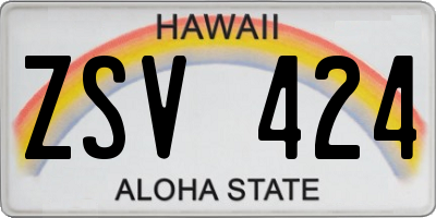 HI license plate ZSV424