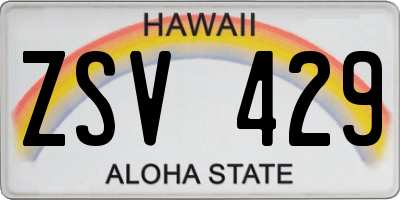 HI license plate ZSV429